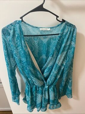 Honey Belle Teal Paisley Romper